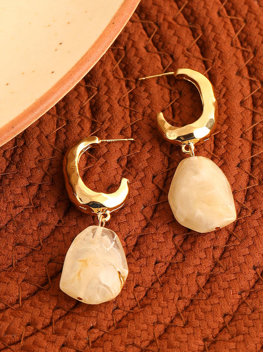 GOLD PLATED PARTY DESIGNER STONE DROP EARRING FOR WOMEN