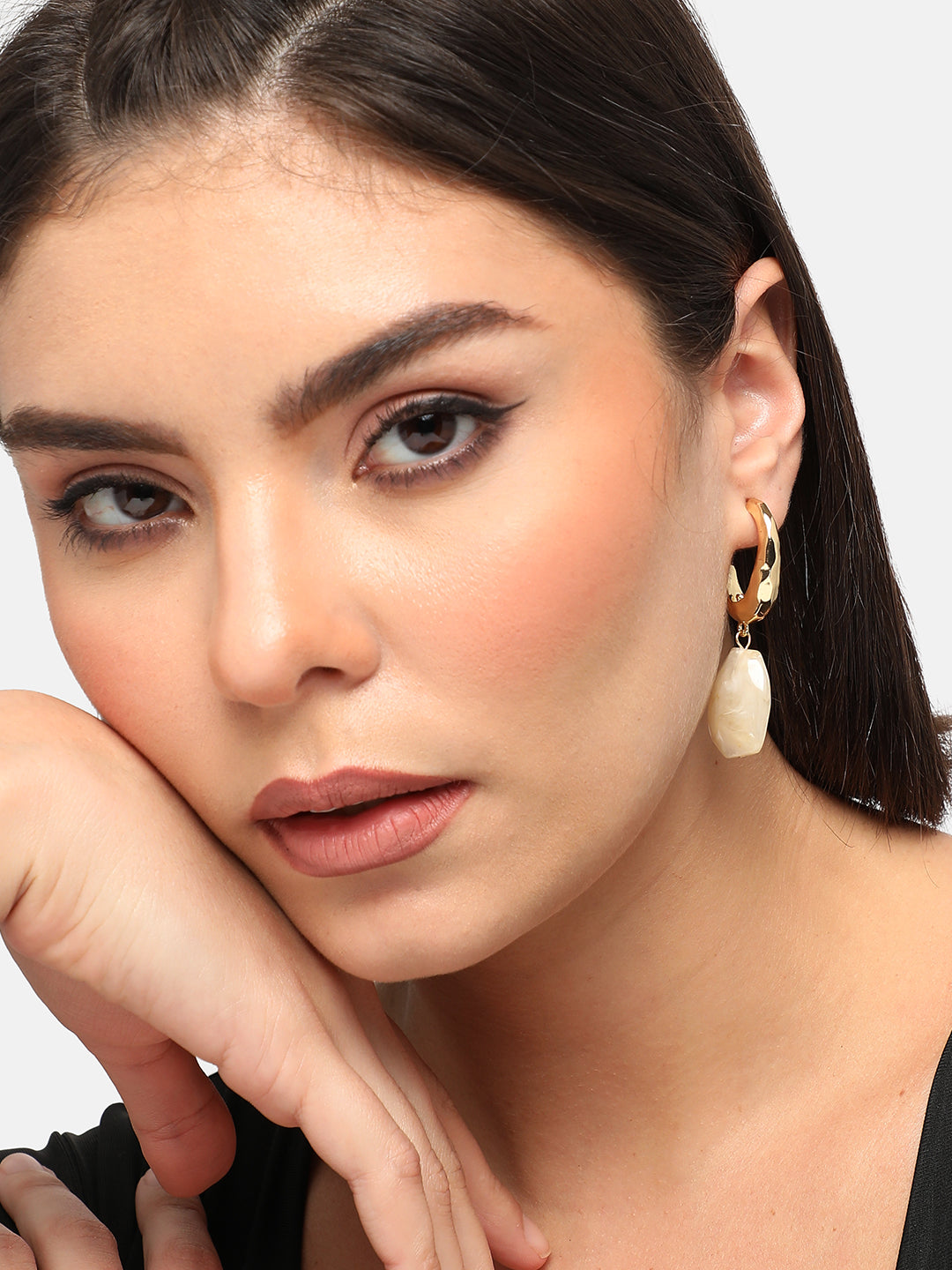 GOLD PLATED PARTY DESIGNER STONE DROP EARRING FOR WOMEN