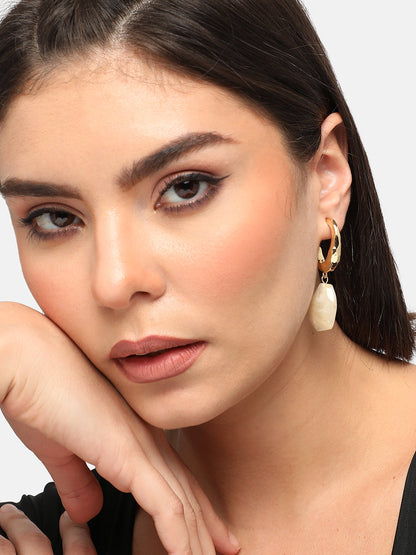 GOLD PLATED PARTY DESIGNER STONE DROP EARRING FOR WOMEN