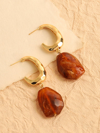 GOLD PLATED PARTY DESIGNER STONE DROP EARRING FOR WOMEN