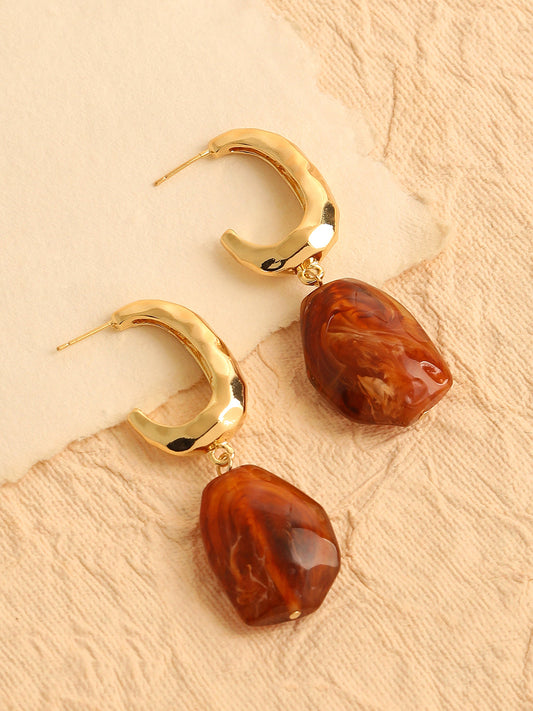 GOLD PLATED PARTY DESIGNER STONE DROP EARRING FOR WOMEN
