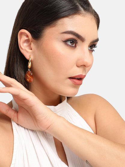 GOLD PLATED PARTY DESIGNER STONE DROP EARRING FOR WOMEN