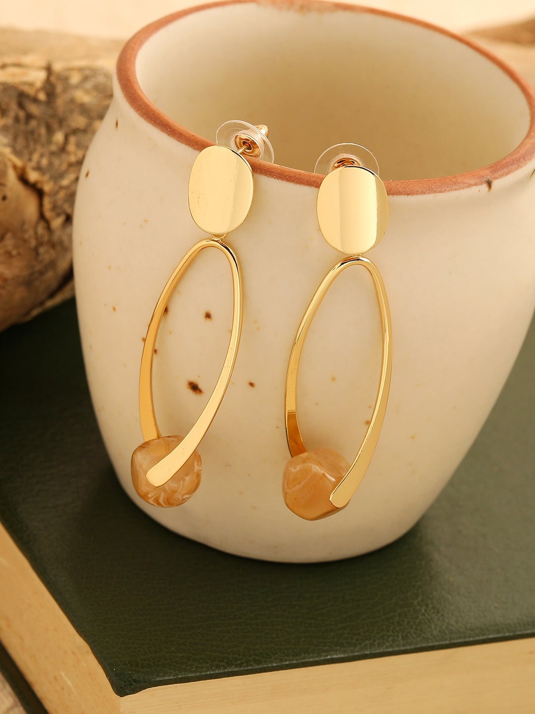 GOLD PLATED PARTY DESIGNER STONE DROP EARRING FOR WOMEN