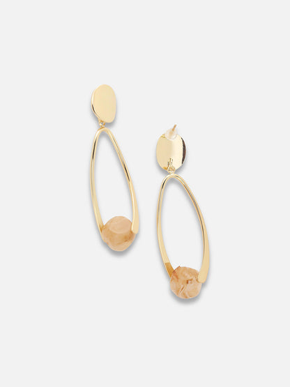 GOLD PLATED PARTY DESIGNER STONE DROP EARRING FOR WOMEN