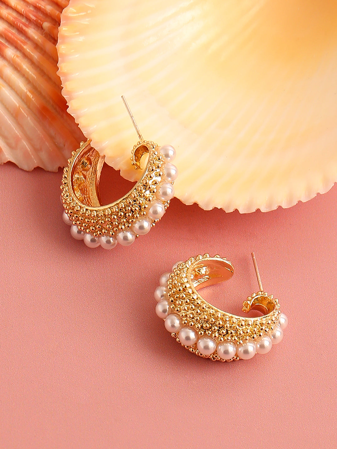 GOLD PLATED PARTY PEARLS DROP EARRING FOR WOMEN