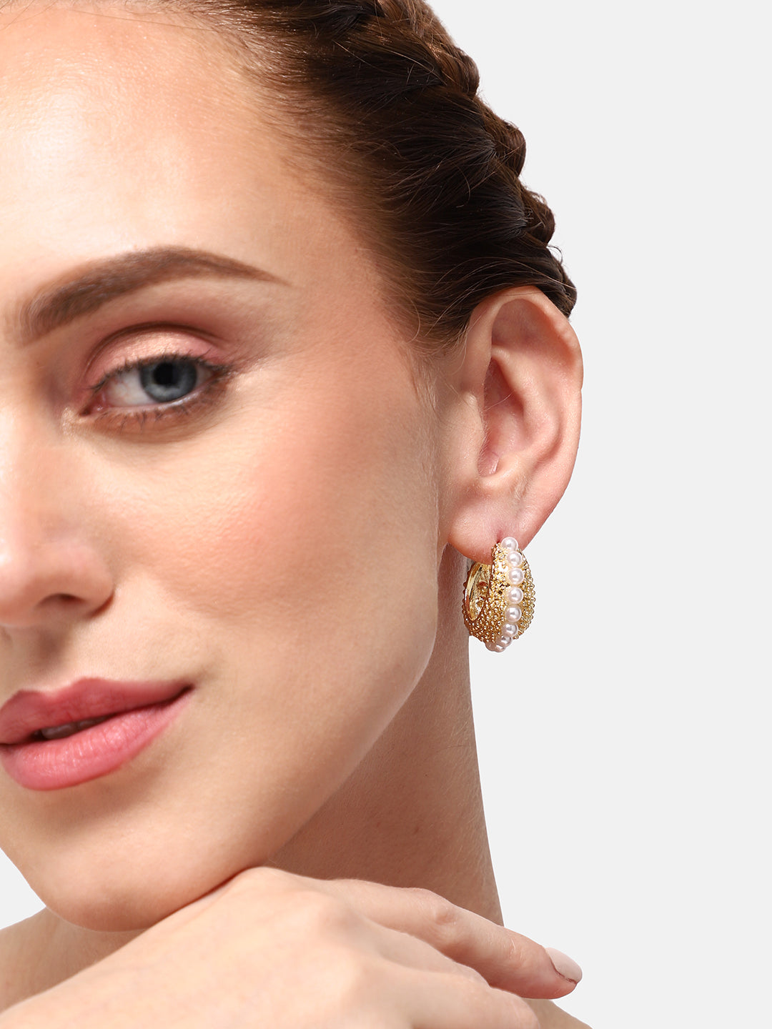 GOLD PLATED PARTY PEARLS DROP EARRING FOR WOMEN
