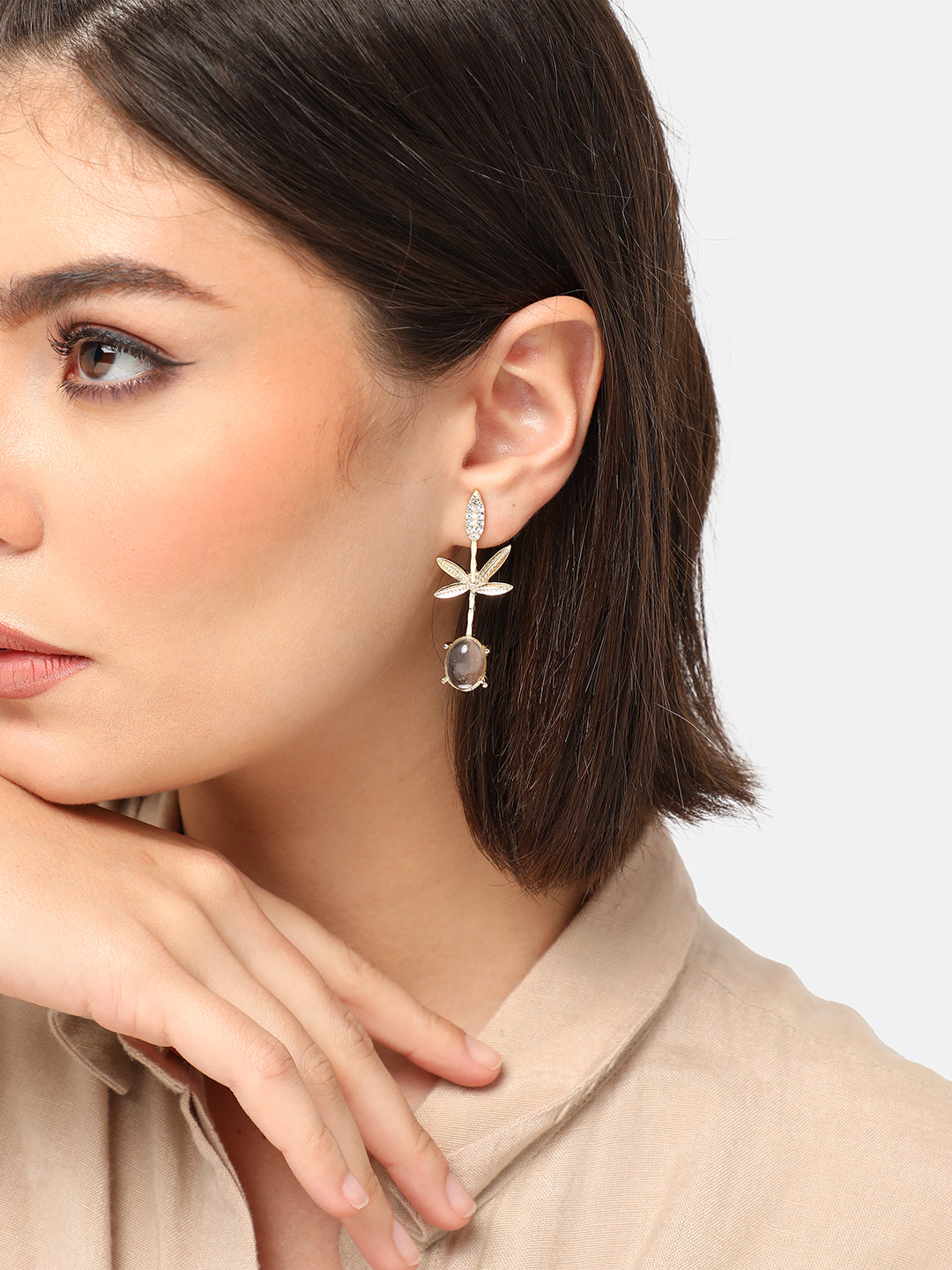 GOLD PLATED PARTY PEARLS DROP EARRING FOR WOMEN