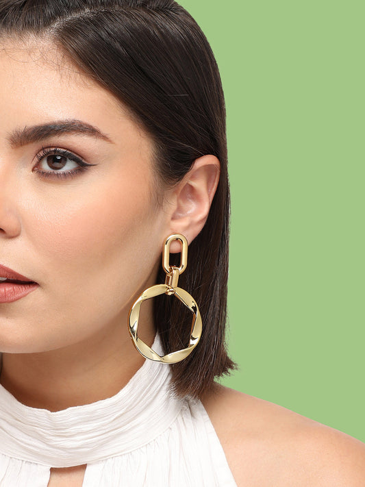 GOLD PLATED PARTY DESIGNER DROP EARRING FOR WOMEN