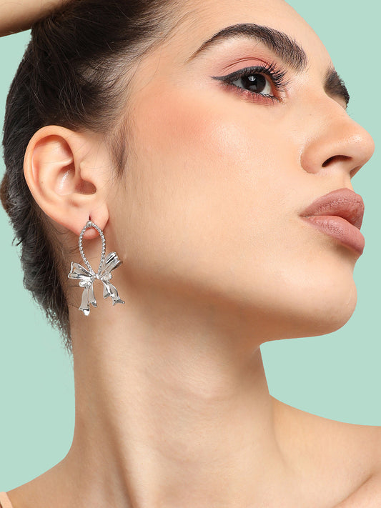 SILVER PLATED PARTY DESIGNER DROP EARRING FOR WOMEN