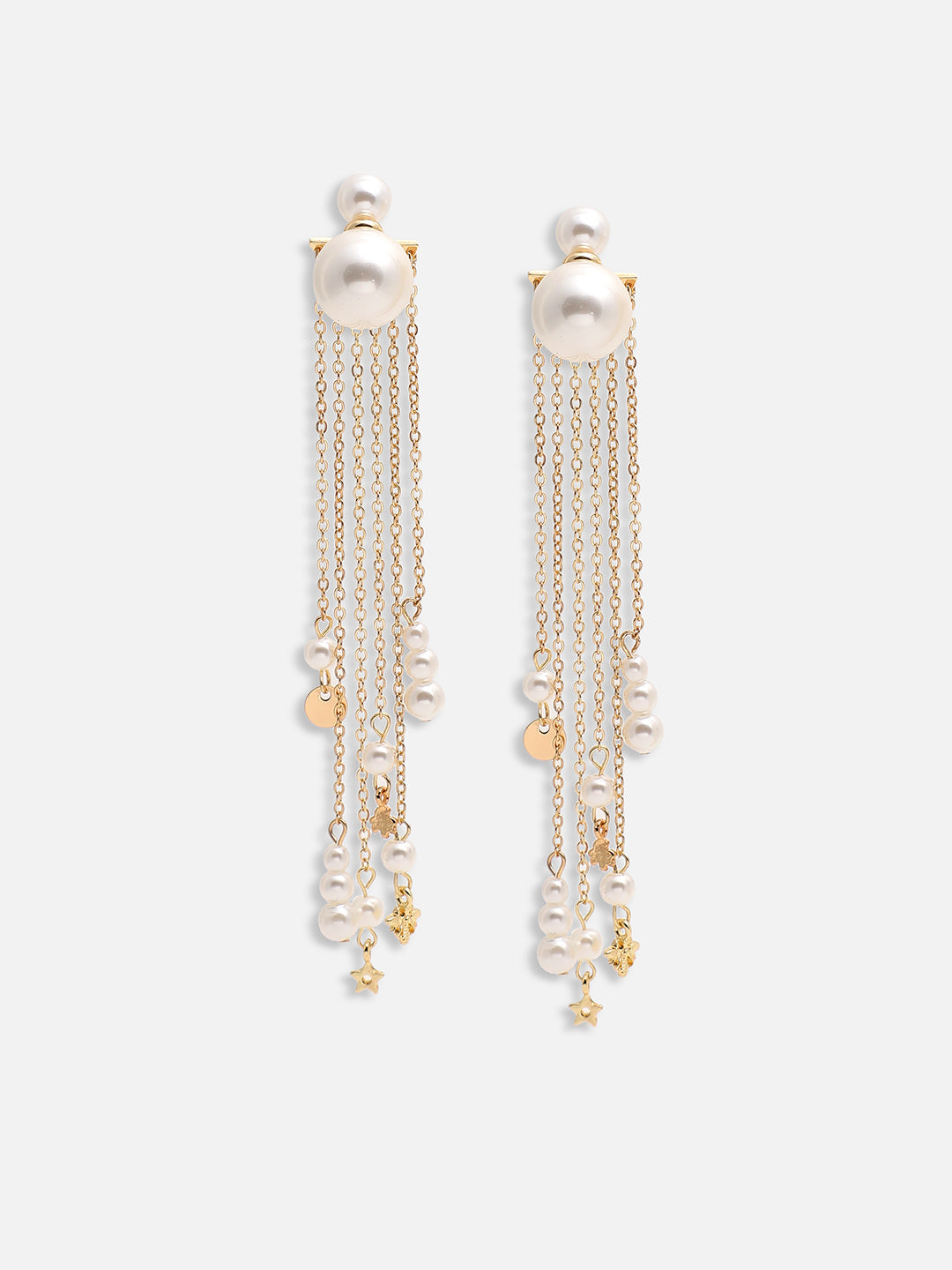 GOLD PLATED PARTY PEARLS DROP EARRING FOR WOMEN
