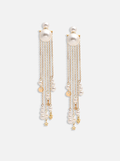GOLD PLATED PARTY PEARLS DROP EARRING FOR WOMEN