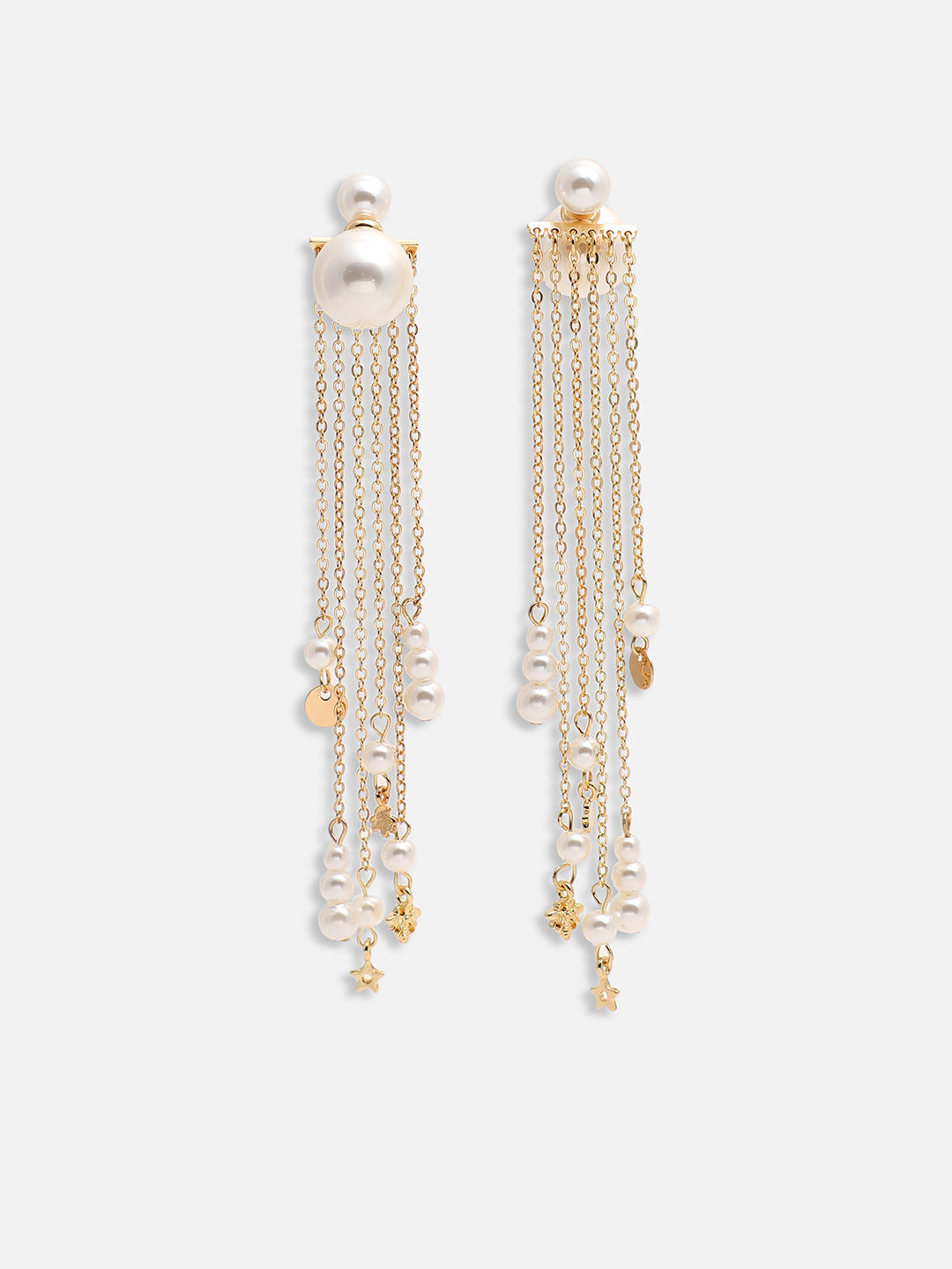 GOLD PLATED PARTY PEARLS DROP EARRING FOR WOMEN