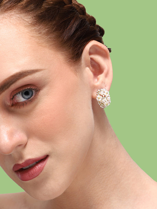GOLD PLATED PARTY DESIGNER STONE STUD FOR WOMEN