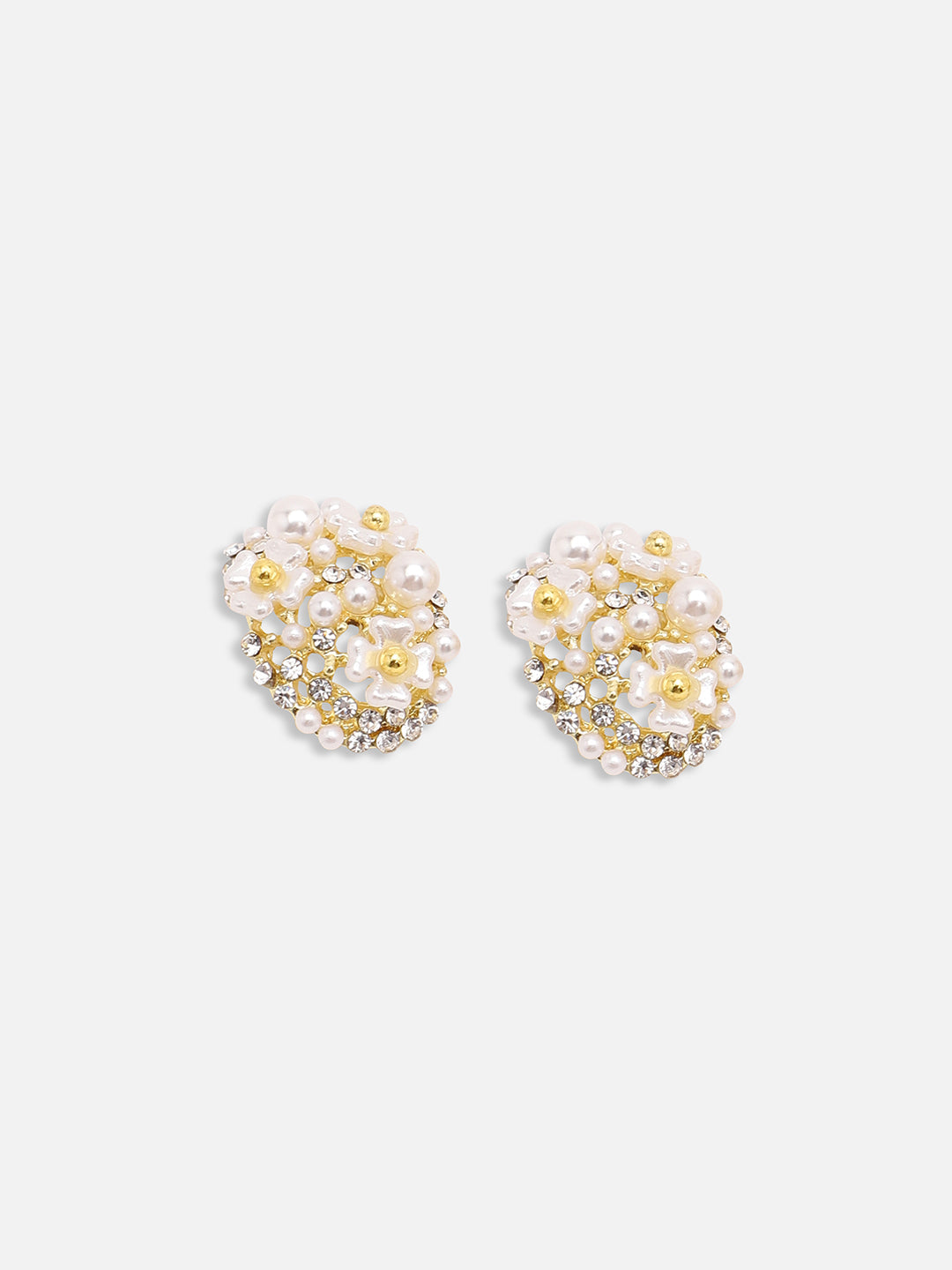 GOLD PLATED PARTY DESIGNER STONE STUD FOR WOMEN