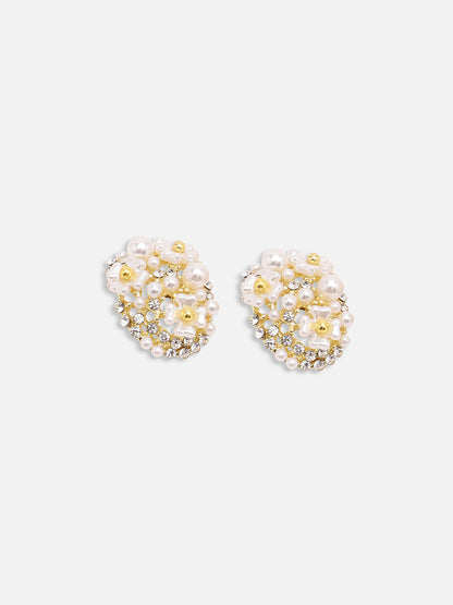 GOLD PLATED PARTY DESIGNER STONE STUD FOR WOMEN
