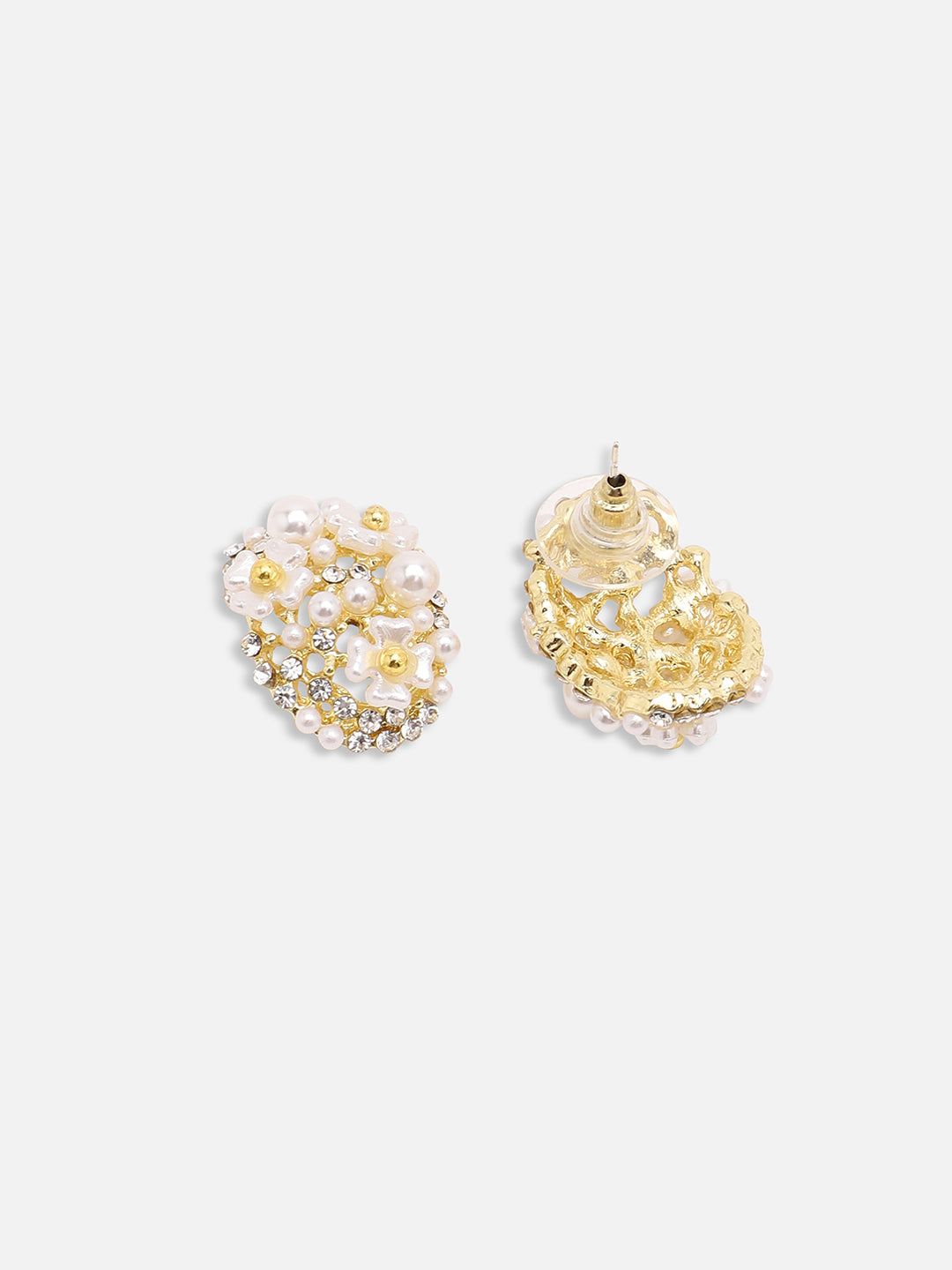 GOLD PLATED PARTY DESIGNER STONE STUD FOR WOMEN