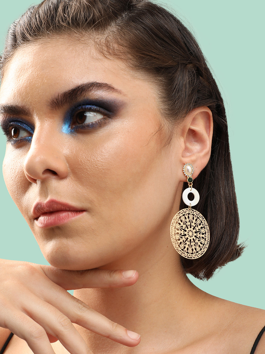 GOLD PLATED PARTY PEARLS DROP EARRING FOR WOMEN