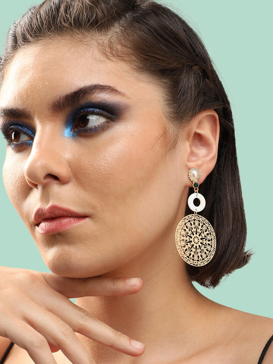 GOLD PLATED PARTY PEARLS DROP EARRING FOR WOMEN