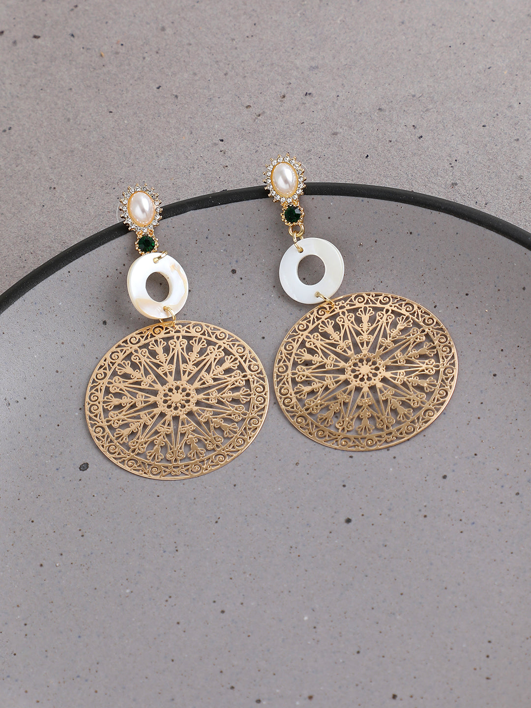 GOLD PLATED PARTY PEARLS DROP EARRING FOR WOMEN
