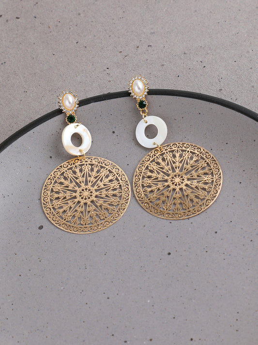 GOLD PLATED PARTY PEARLS DROP EARRING FOR WOMEN