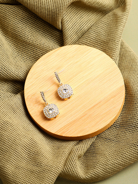 GOLD PLATED PARTY DESIGNER STONE DROP EARRING FOR WOMEN