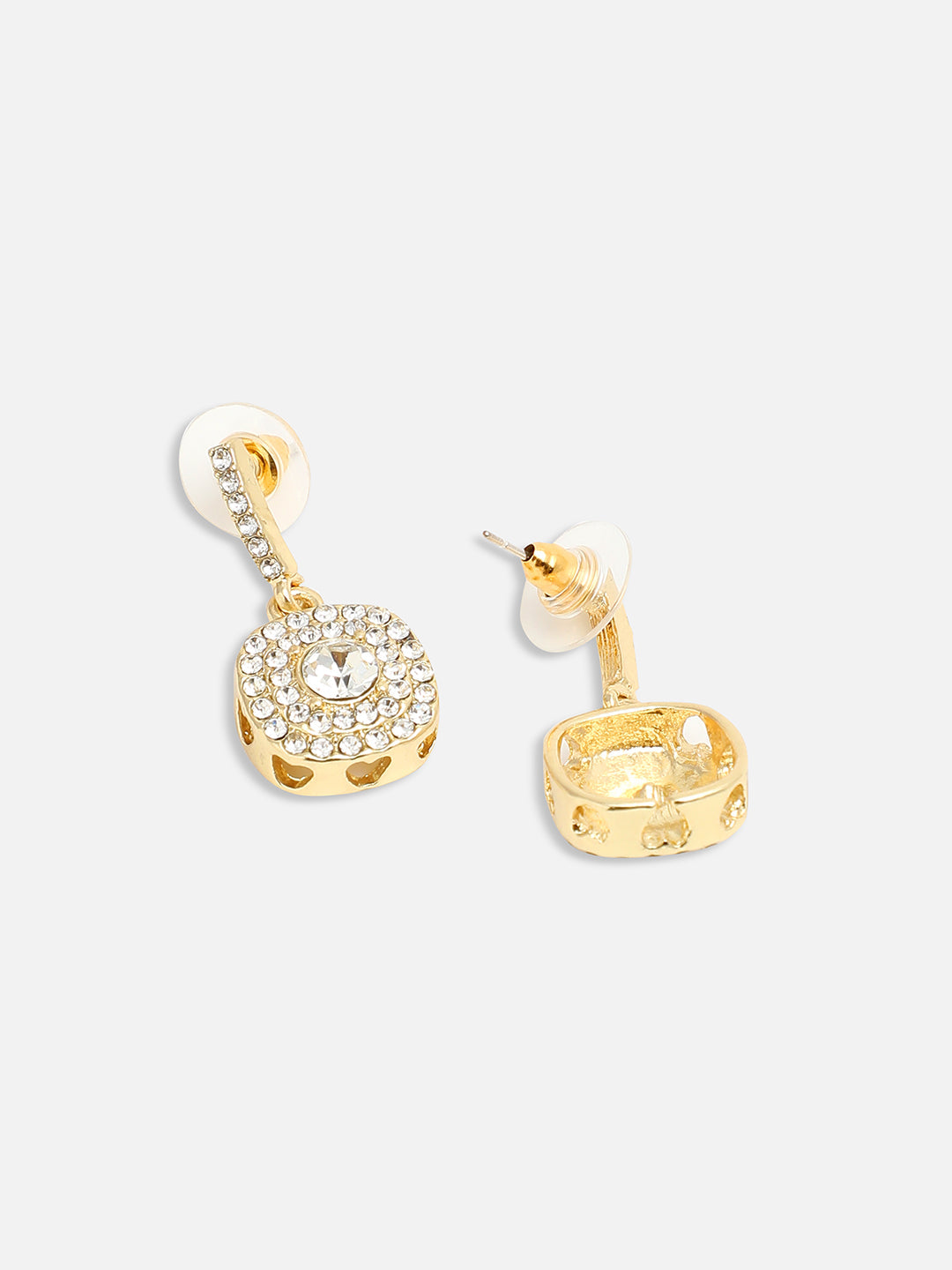 GOLD PLATED PARTY DESIGNER STONE DROP EARRING FOR WOMEN