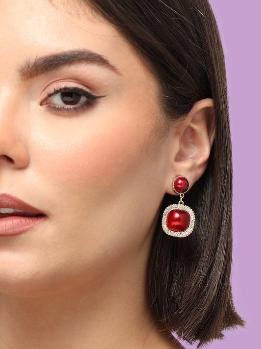 GOLD PLATED PARTY DESIGNER STONE DROP EARRING FOR WOMEN