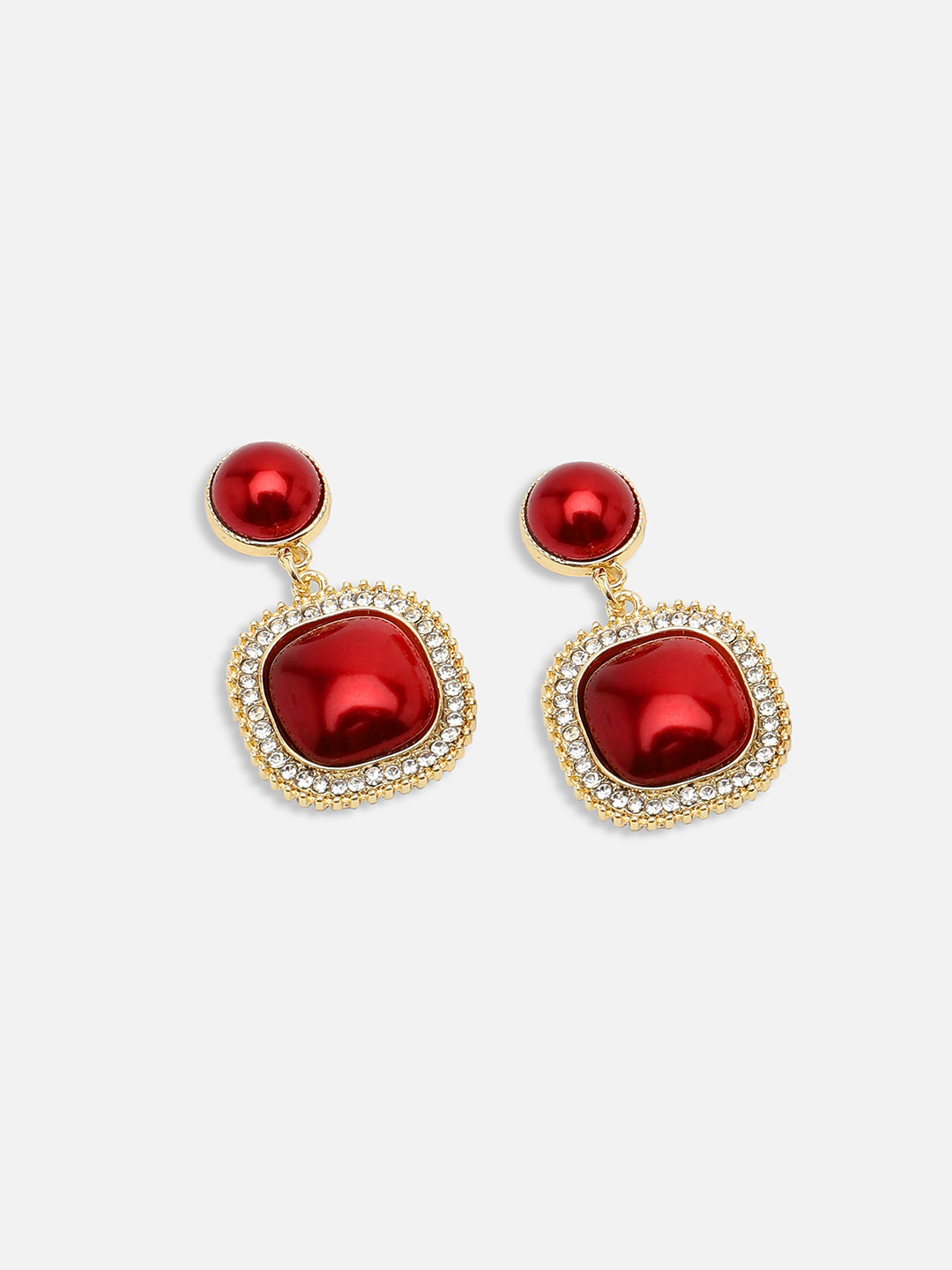 GOLD PLATED PARTY DESIGNER STONE DROP EARRING FOR WOMEN