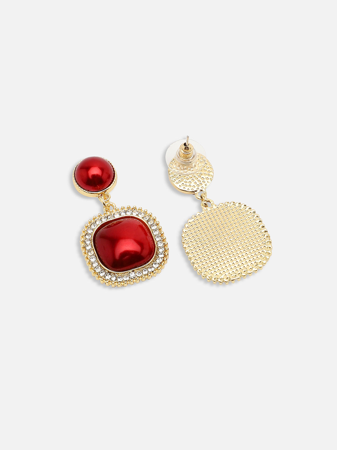 GOLD PLATED PARTY DESIGNER STONE DROP EARRING FOR WOMEN