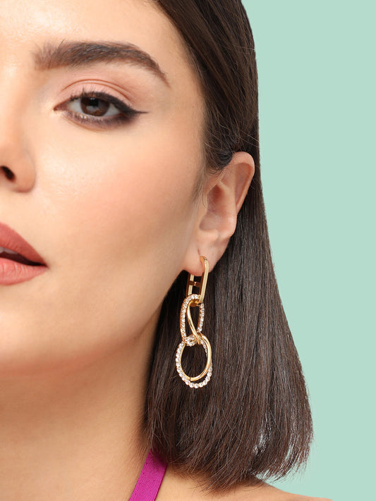 GOLD PLATED PARTY DESIGNER DROP EARRING FOR WOMEN