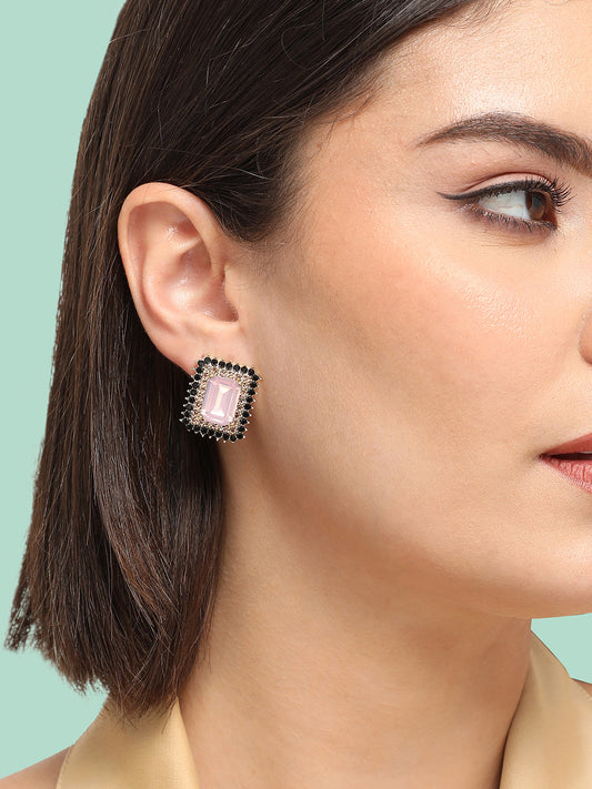 GOLD PLATED PARTY DESIGNER STONE STUD FOR WOMEN