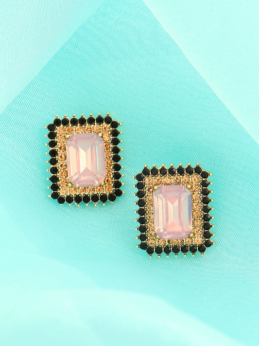 GOLD PLATED PARTY DESIGNER STONE STUD FOR WOMEN