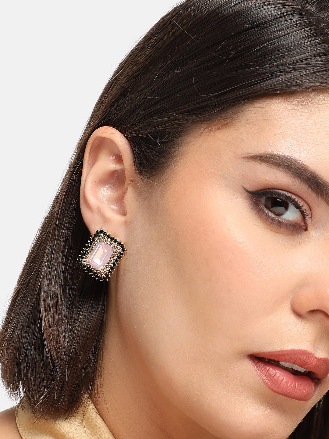 GOLD PLATED PARTY DESIGNER STONE STUD FOR WOMEN