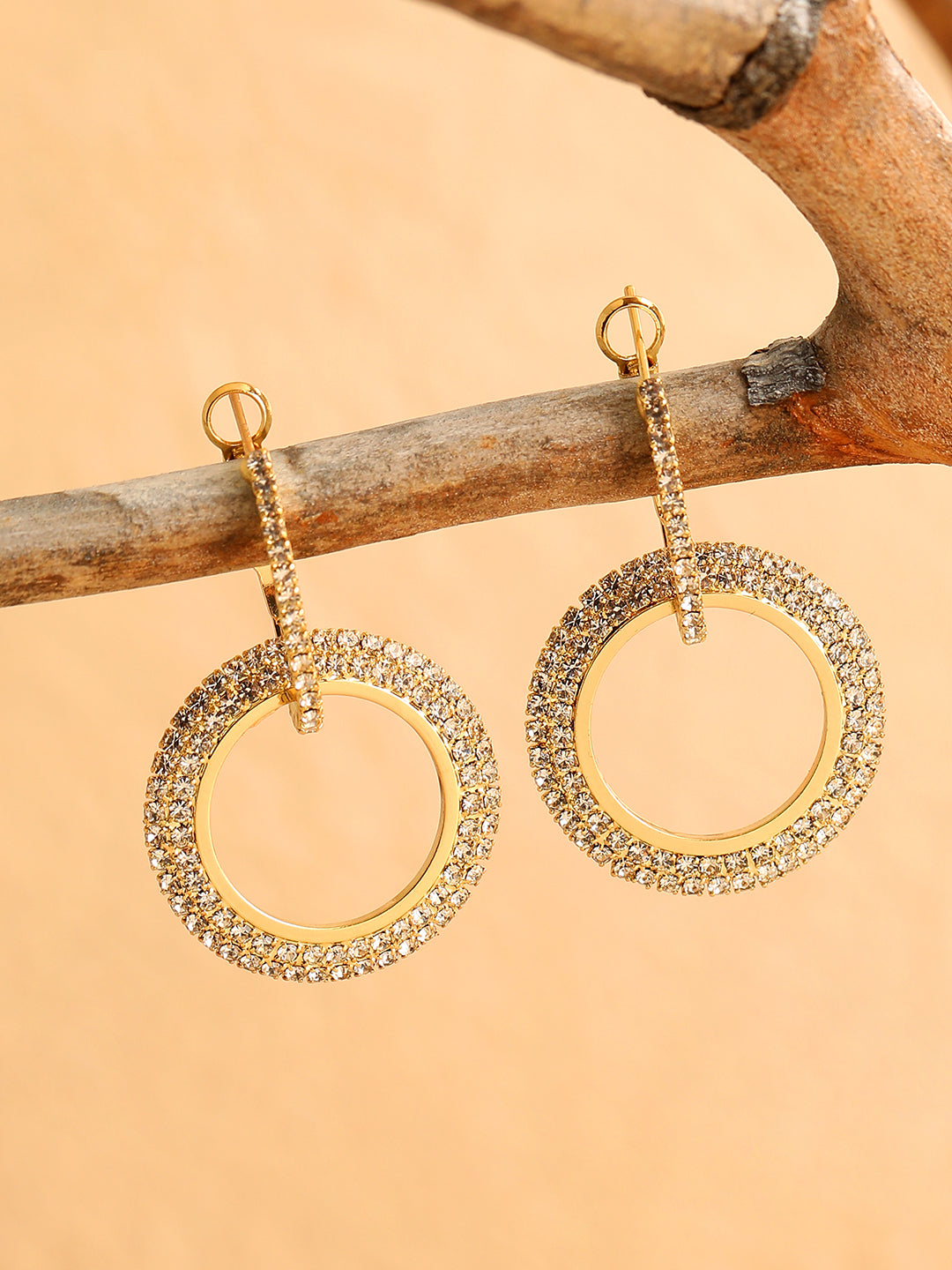 GOLD PLATED PARTY DESIGNER STONE DROP EARRING FOR WOMEN