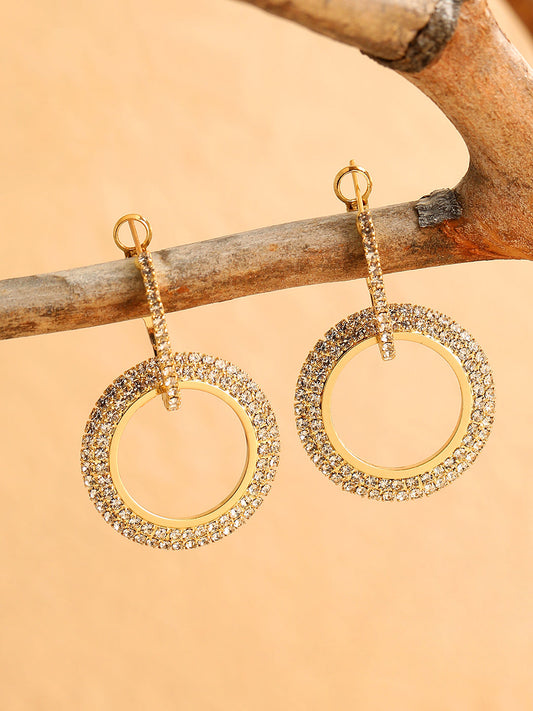 GOLD PLATED PARTY DESIGNER STONE DROP EARRING FOR WOMEN