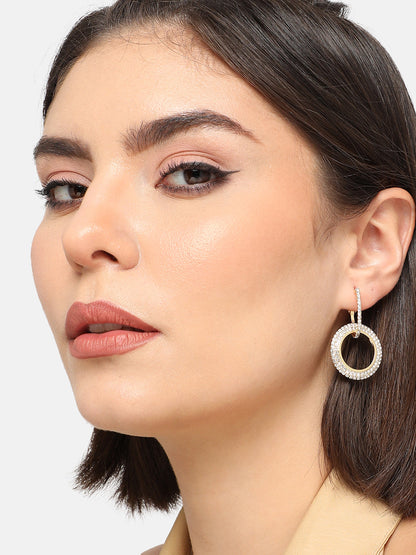 GOLD PLATED PARTY DESIGNER STONE DROP EARRING FOR WOMEN
