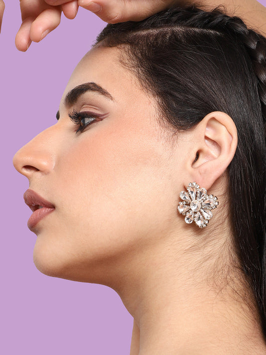 GOLD PLATED PARTY DESIGNER STONE STUD FOR WOMEN