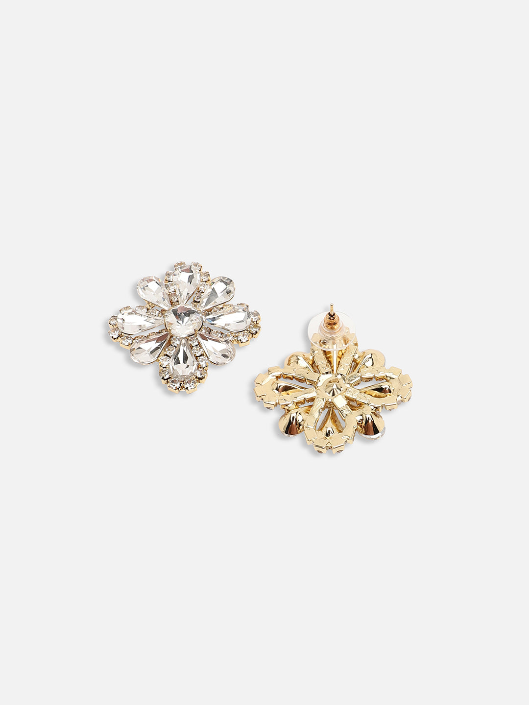 GOLD PLATED PARTY DESIGNER STONE STUD FOR WOMEN
