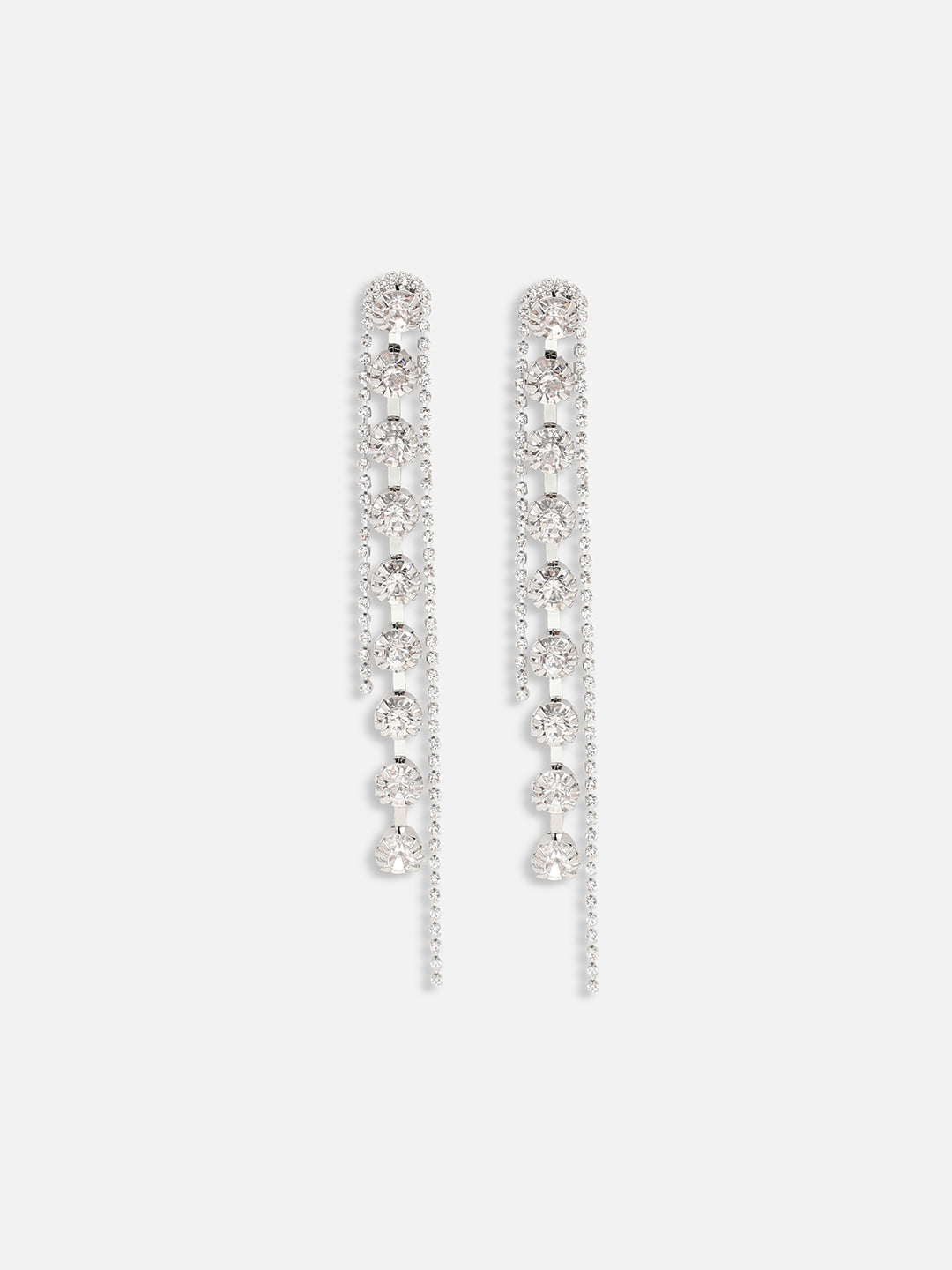 SILVER PLATED PARTY DESIGNER STONE DROP EARRING FOR WOMEN