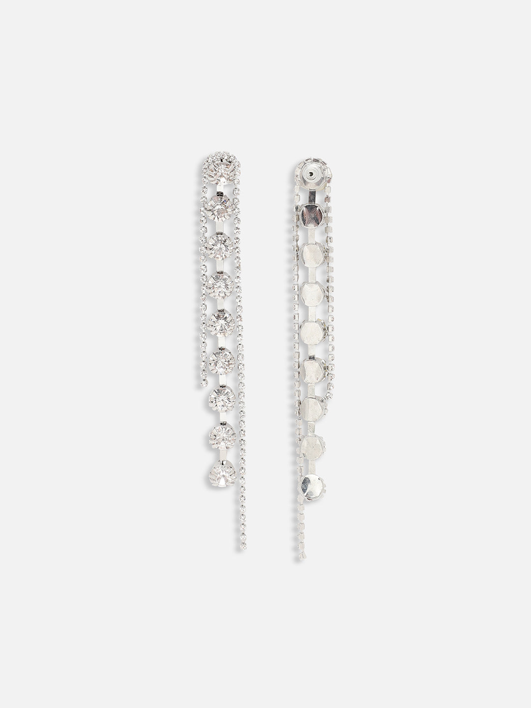 SILVER PLATED PARTY DESIGNER STONE DROP EARRING FOR WOMEN