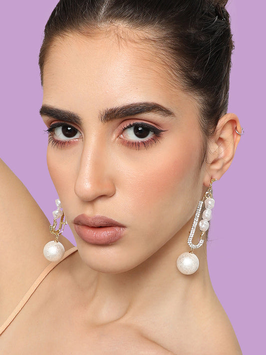 GOLD PLATED PARTY DESIGNER STONE DROP EARRING FOR WOMEN