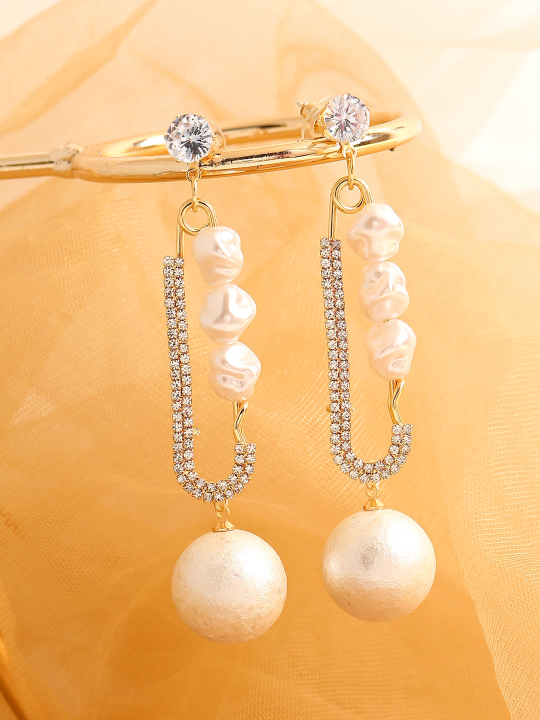 GOLD PLATED PARTY DESIGNER STONE DROP EARRING FOR WOMEN