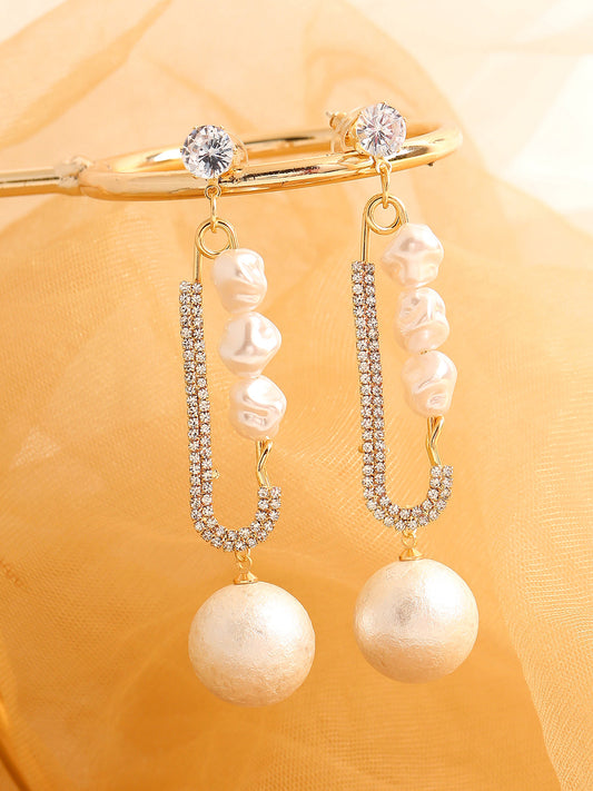 GOLD PLATED PARTY DESIGNER STONE DROP EARRING FOR WOMEN