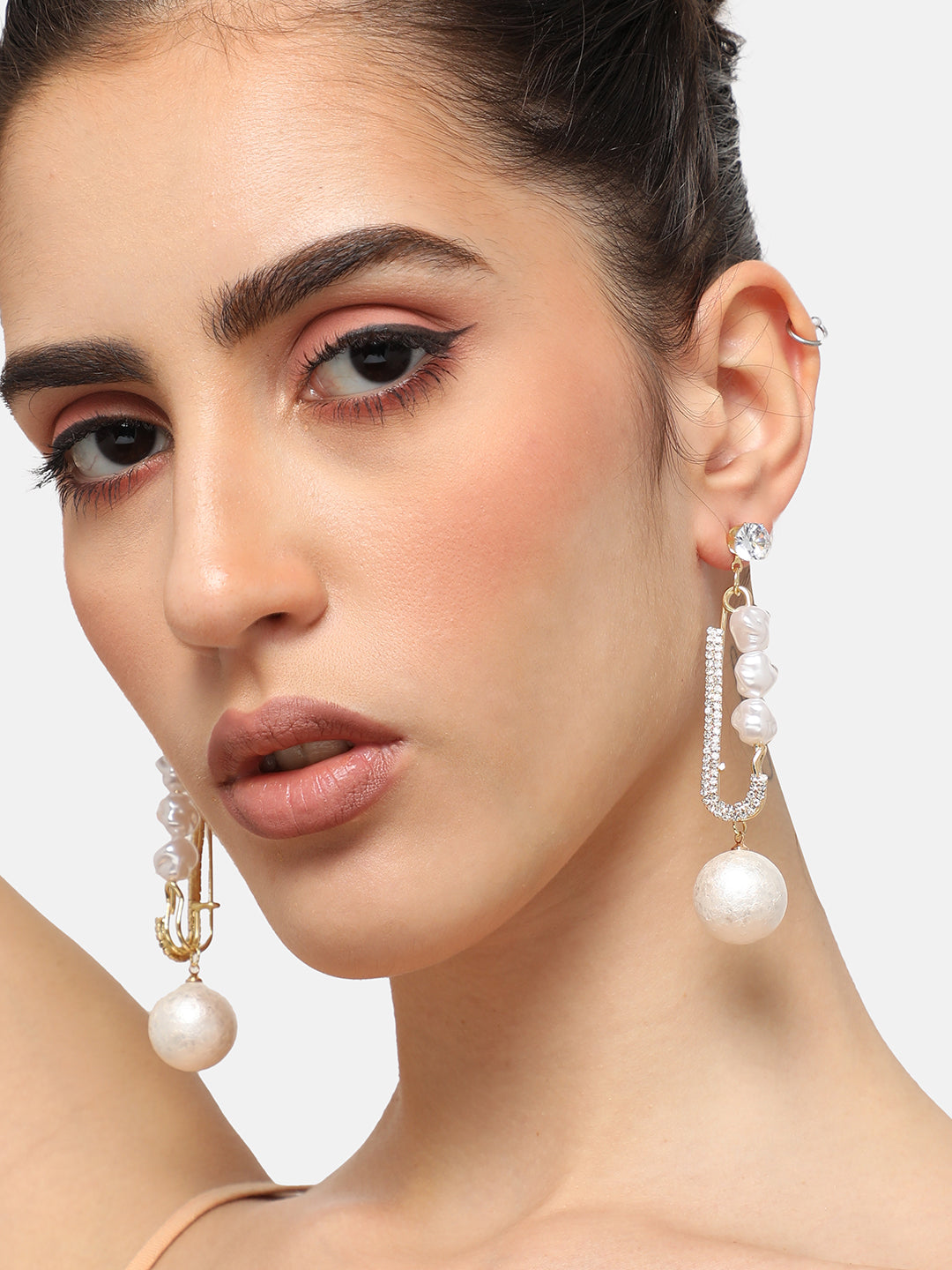 GOLD PLATED PARTY DESIGNER STONE DROP EARRING FOR WOMEN