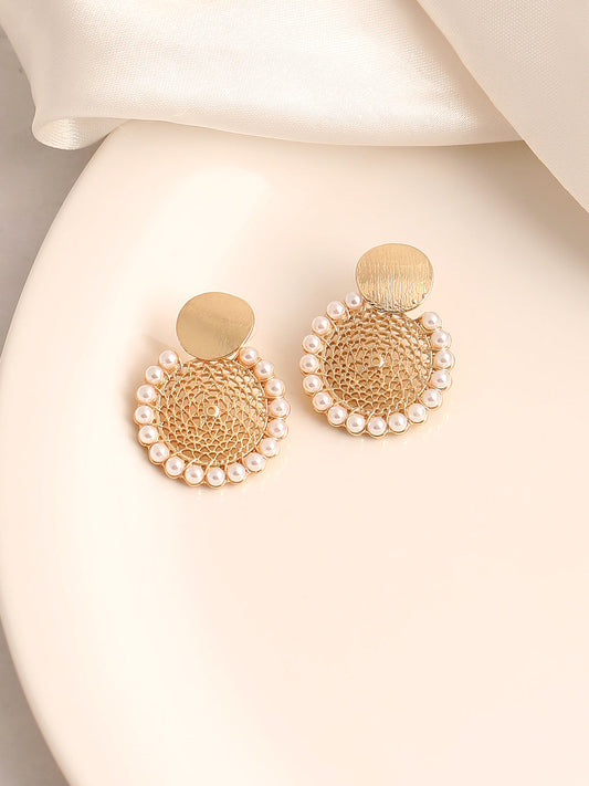 GOLD PLATED PARTY PEARLS DROP EARRING FOR WOMEN