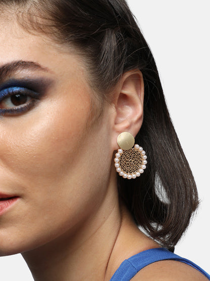 GOLD PLATED PARTY PEARLS DROP EARRING FOR WOMEN