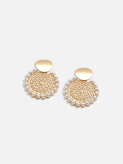 GOLD PLATED PARTY PEARLS DROP EARRING FOR WOMEN