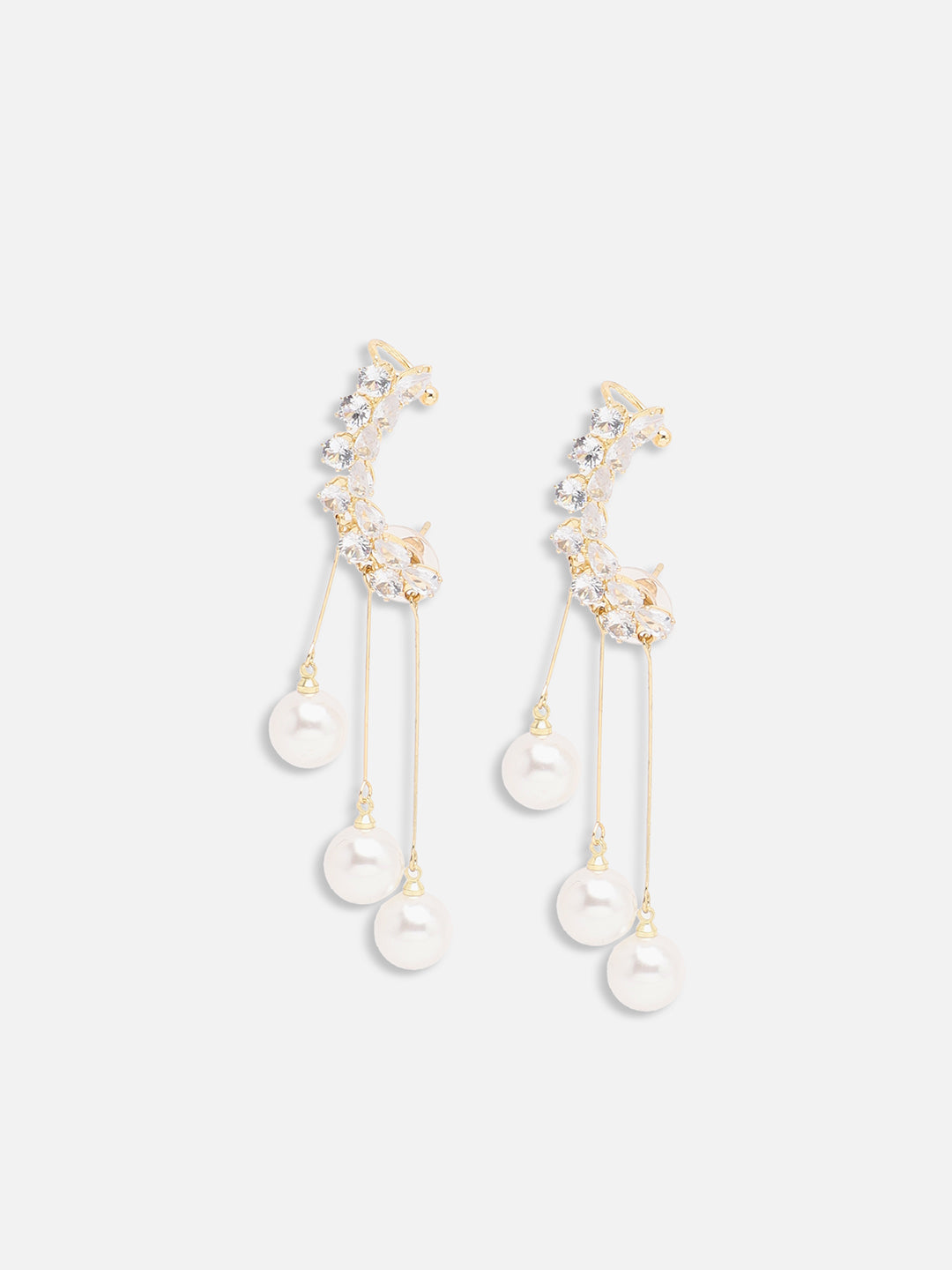 GOLD PLATED PARTY PEARLS DROP EARRING FOR WOMEN