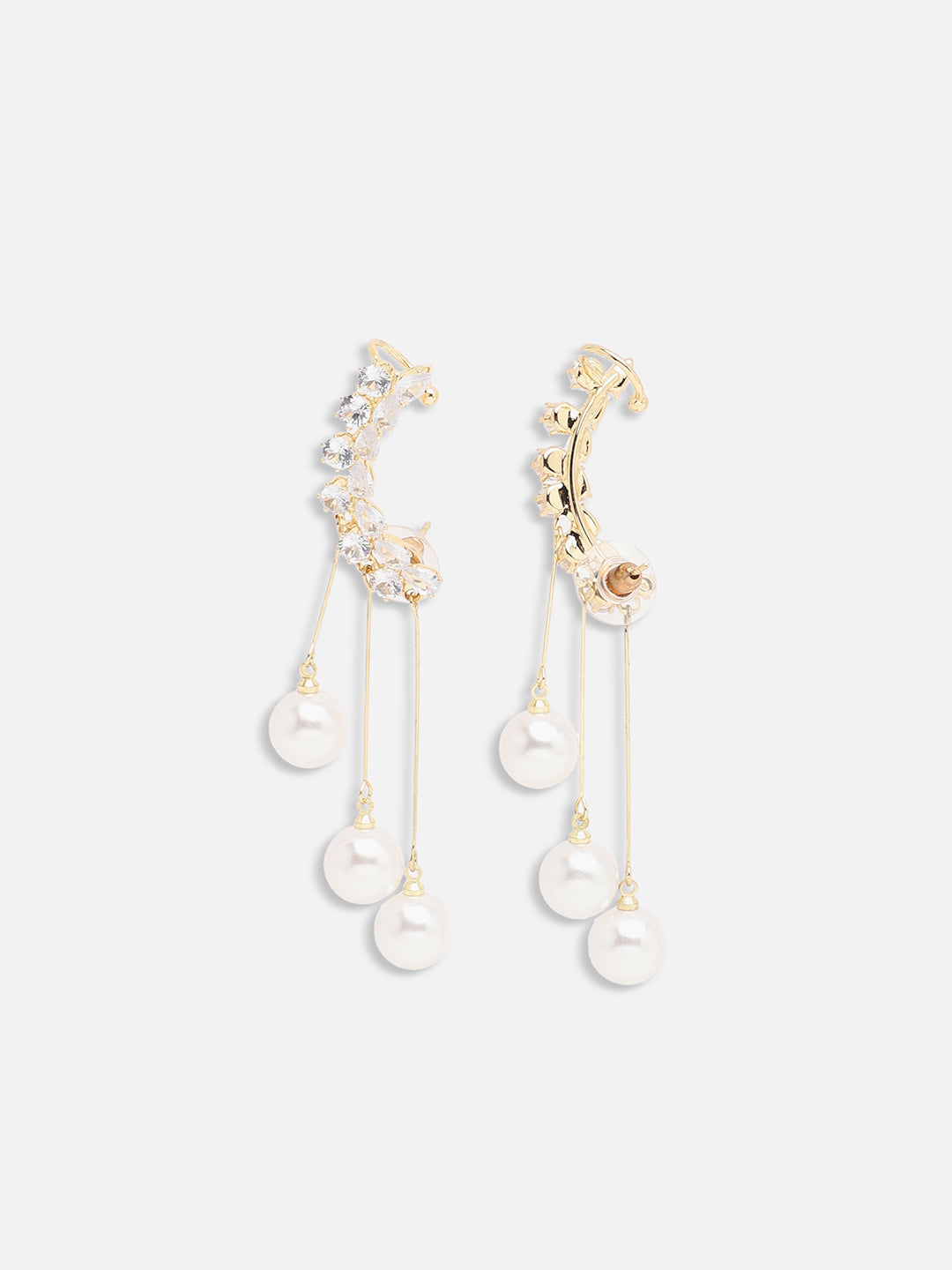 GOLD PLATED PARTY PEARLS DROP EARRING FOR WOMEN