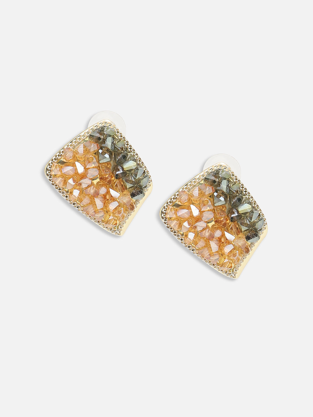 GOLD PLATED PARTY DESIGNER STONE STUD FOR WOMEN